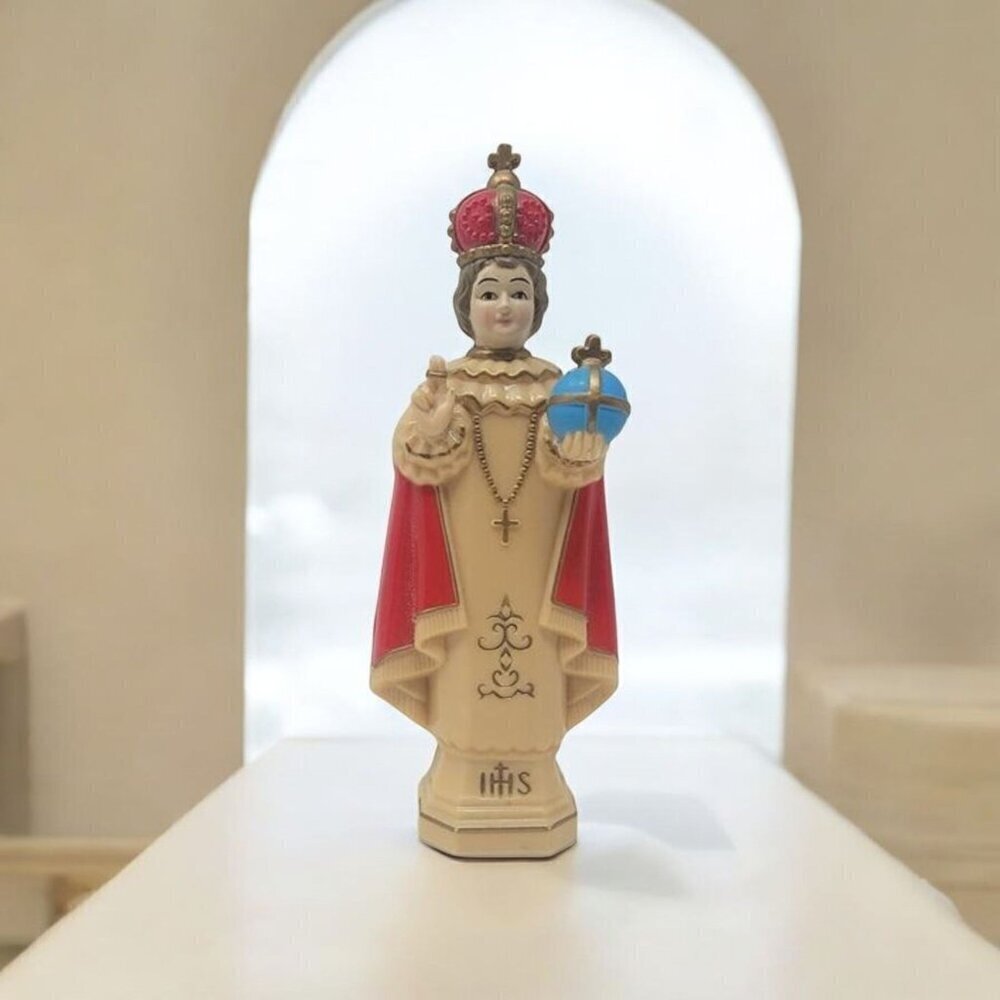 Vintage Decor Infant Prague Child Jesus Miniature Statue Religious Figure